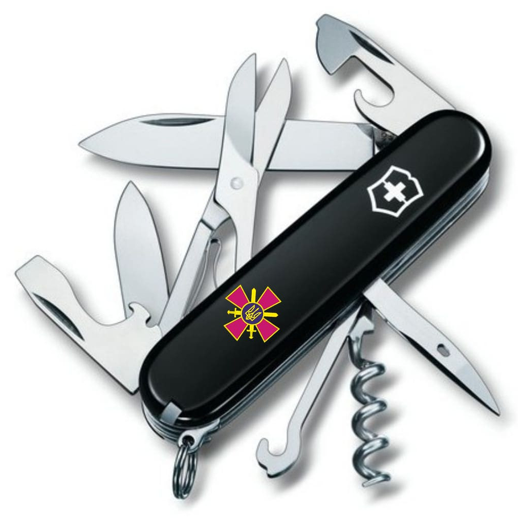 Ніж Victorinox Climber Army Чорний Емблема СВ ЗСУ (1.3703.3_W0020u) - зображення 1