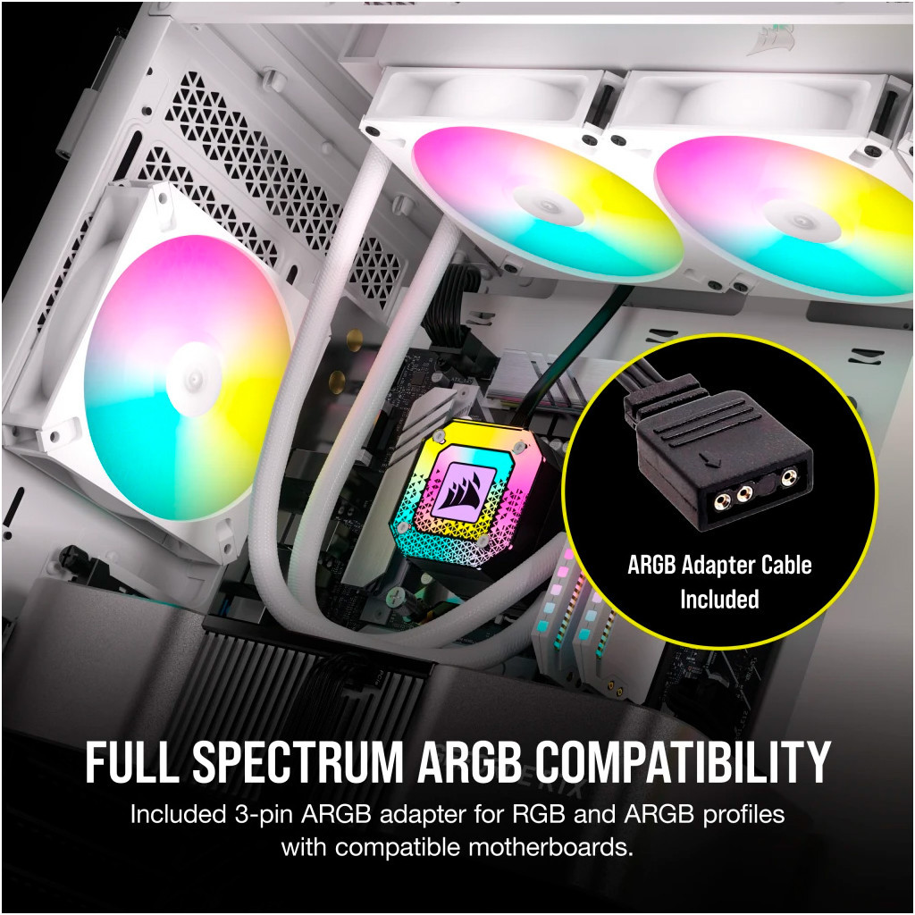 Кулер до корпусу Corsair iCUE AR120 Digital RGB 120mm PWM Fan - White (CO-9050168-WW) - зображення 8
