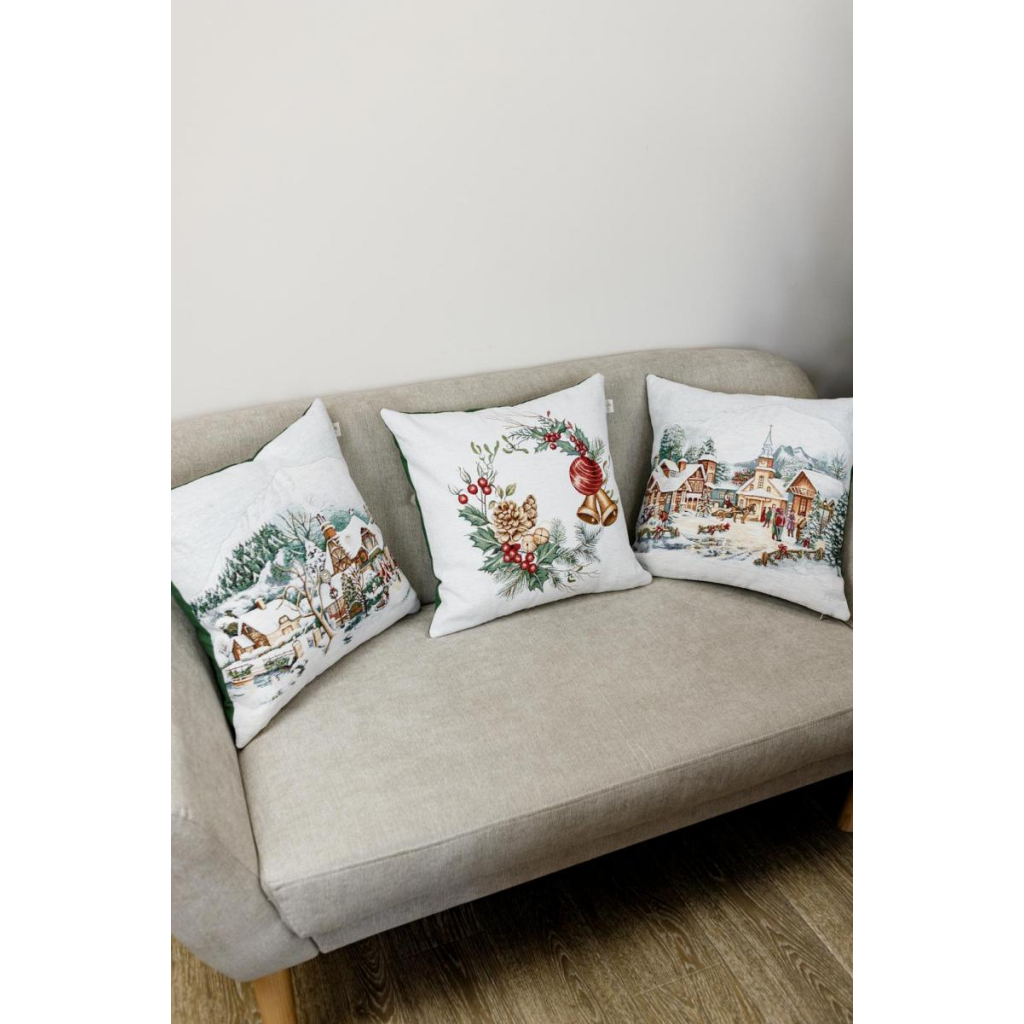 Наволочка Прованс гобеленова з велюром Зимове місто 45х45см Віночек (4823093450417) - зображення 2