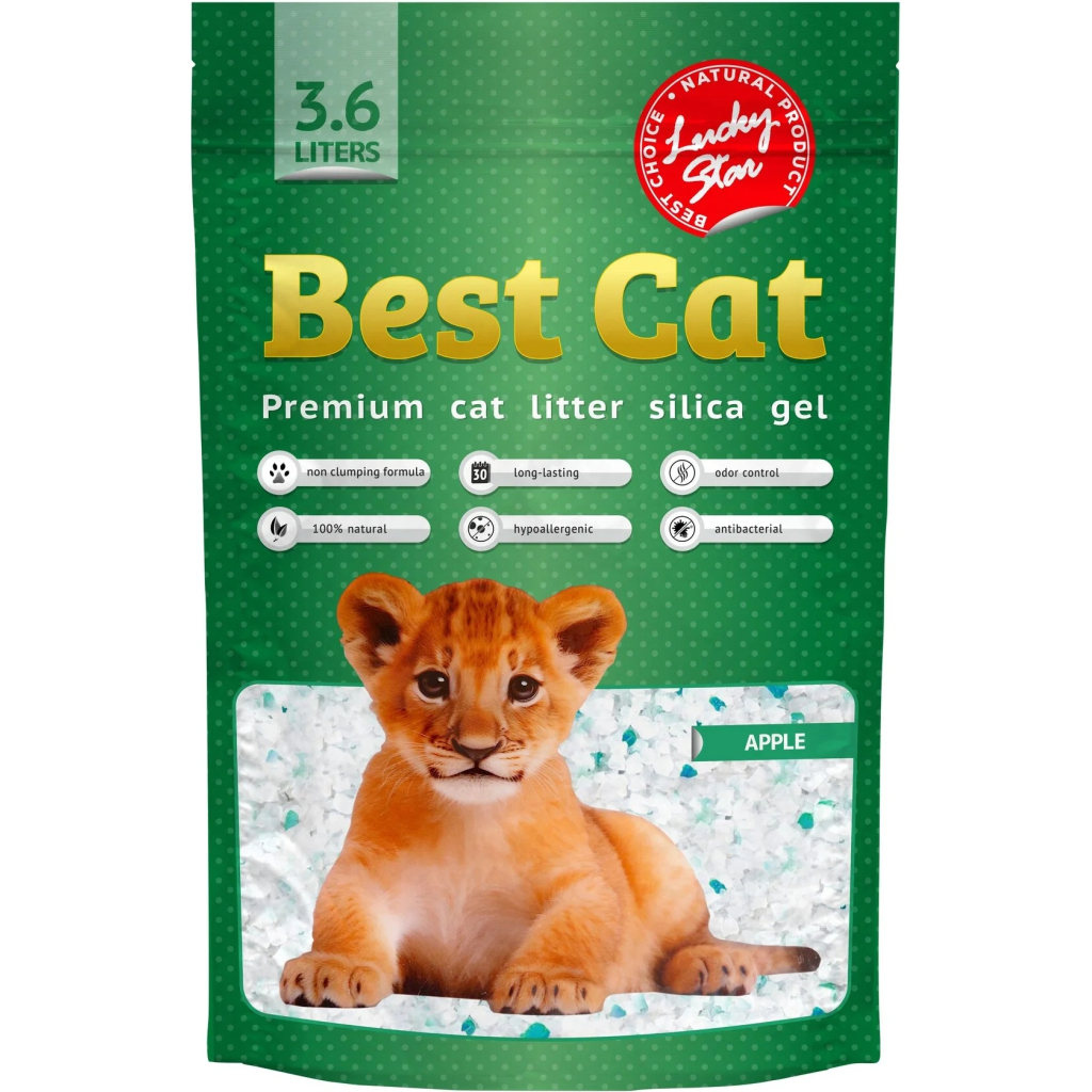 Наповнювач для туалету Best Cat Силікагелевий Green Apple 3.6 л (4820281500282) - изображение 1