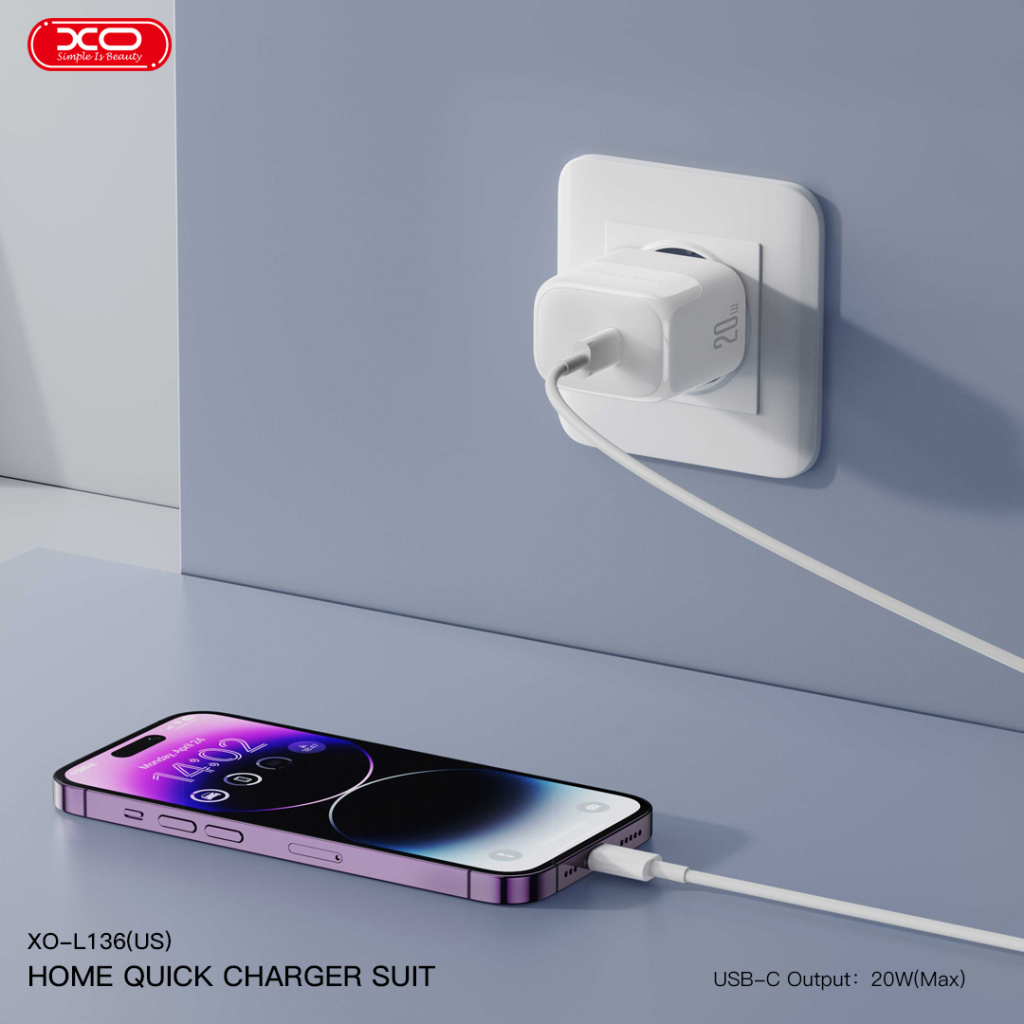 Зарядний пристрій XO L136 20W USB-C PD White (L136_White) - зображення 3
