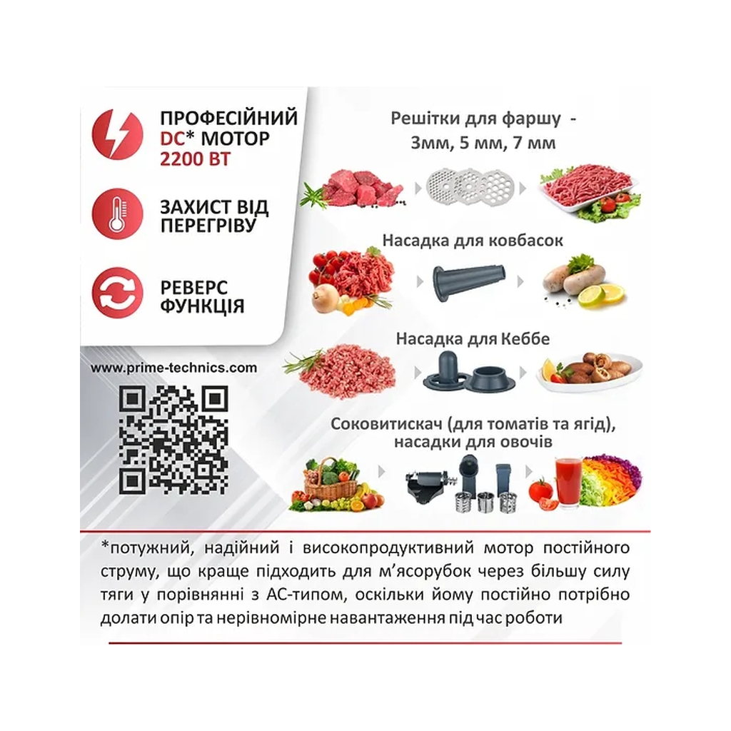 М'ясорубка PRIME Technics PG 2243 WGD - зображення 9