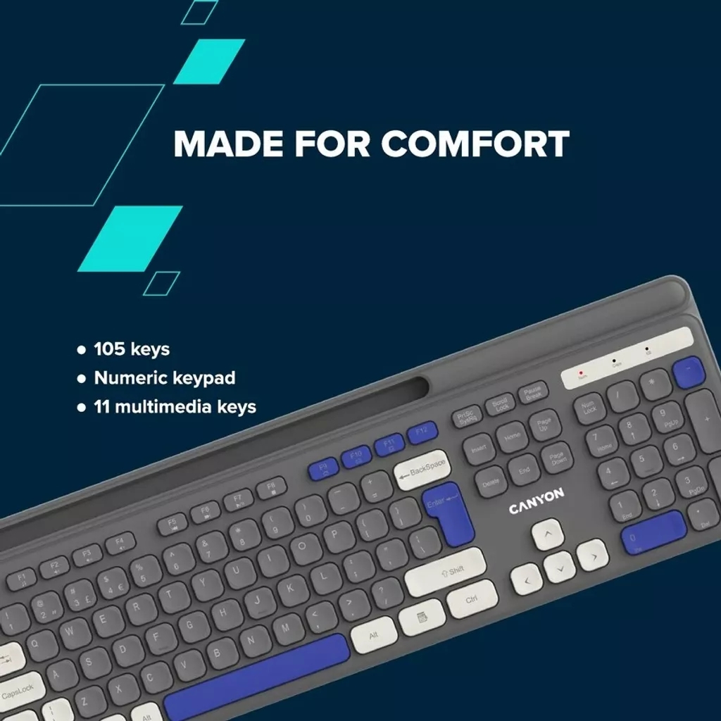 Клавіатура Canyon HKB-W03 Wireless UA Grey (CNS-HKBW03DG) - зображення 6