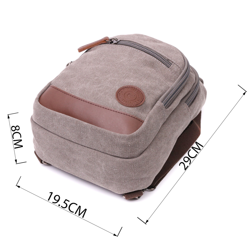 Сумка Vintage Текстильна через плече із ущільненою спинкою Сіра (22173) - зображення 3