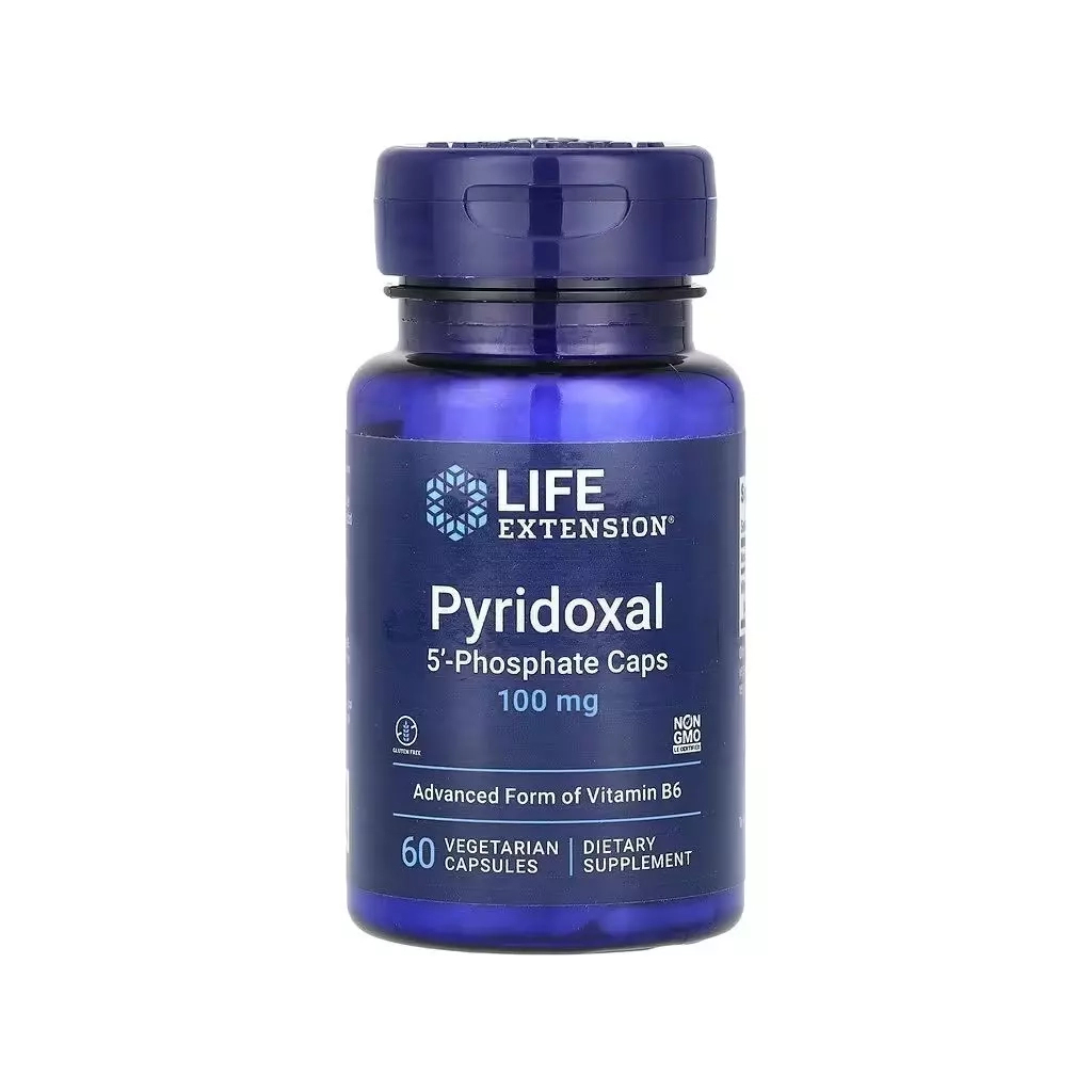 Вітамін Life Extension Піридоксаль 5''-фосфат, Вітамін B6, 100 мг, Pyridoxal 5''-Phosphate Caps, 6 (LEX-12176) - зображення 1