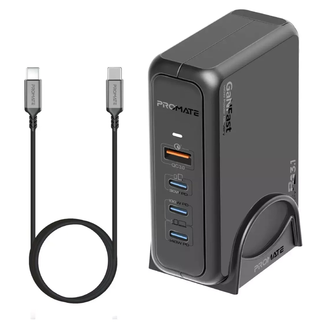 Зарядний пристрій Promate ganport-140w.black - зображення 1