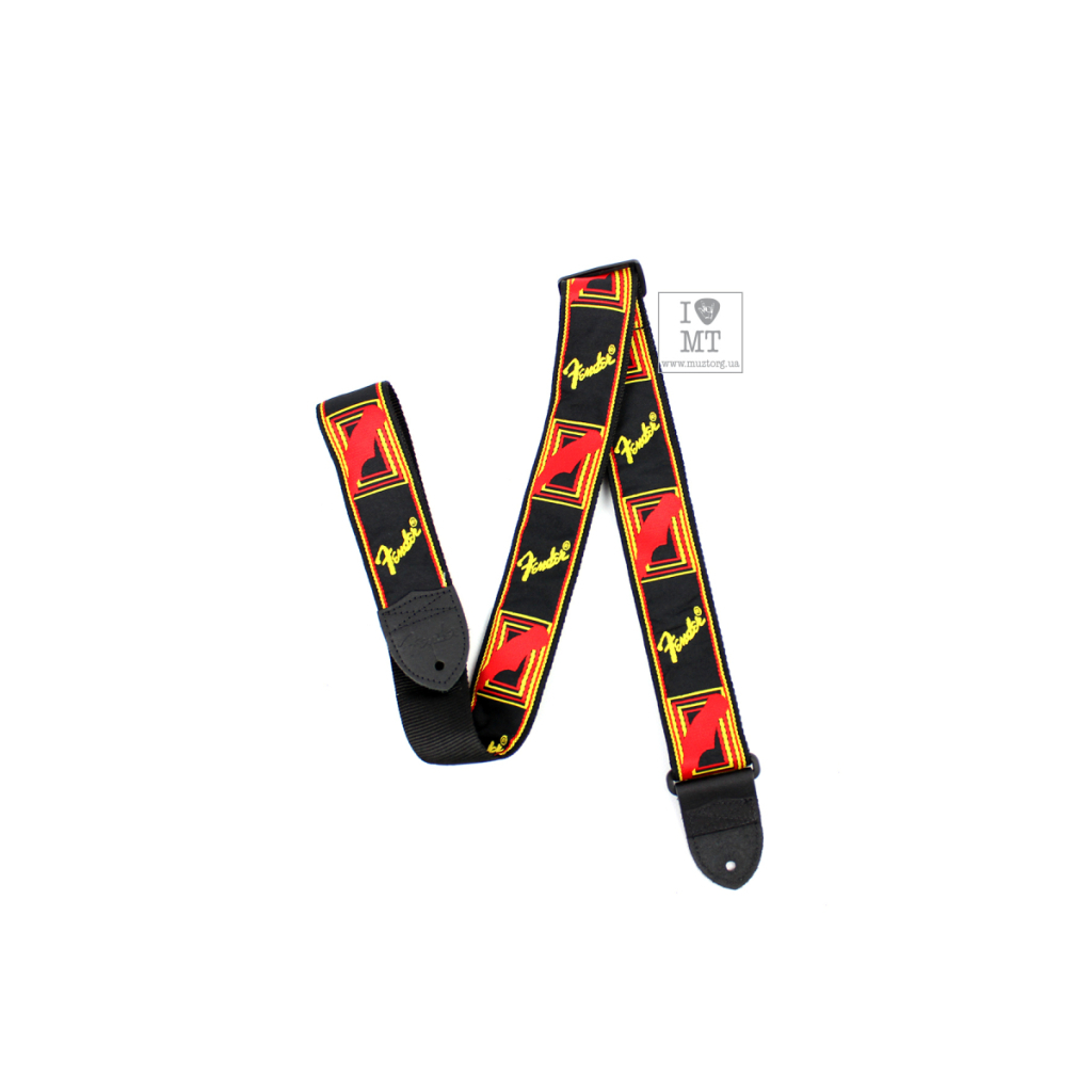 Ремінь для гітари Fender Strap 2" Monogrammed Black/Yellow/Red (20515) - зображення 3
