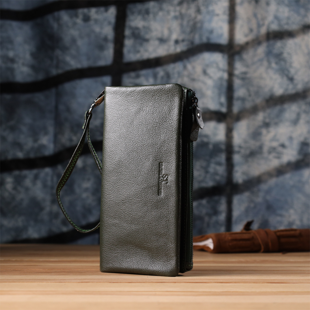 Гаманець ST Leather З натуральної шкіри Зелений (23104) - зображення 9