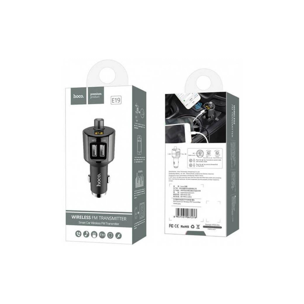 FM модулятор HOCO E19, Black, Box - зображення 3