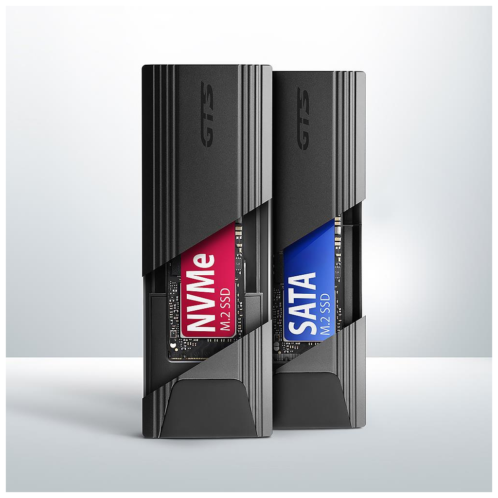 Кишеня зовнішня AXAGON USB-C 10Gbps metal box for M.2 NVMe & SATA SSD THIN SCREWLESS (EEM2-GTS2) - зображення 2