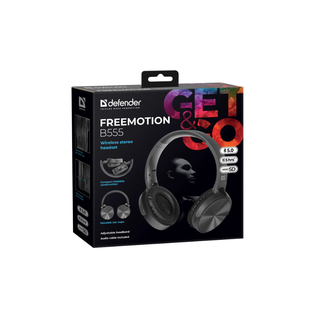 Навушники Defender FreeMotion B555 Bluetooth Black (63555) - зображення 8