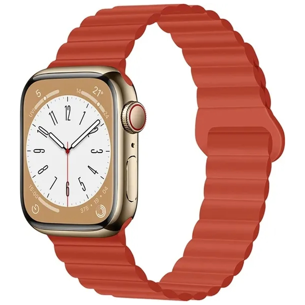 Ремінець до смарт-годинника Drobak Silicone Magnetic Link для Apple Watch All Series Ultra 2 49/45/44/42mm Orange red (898925) - зображення 1