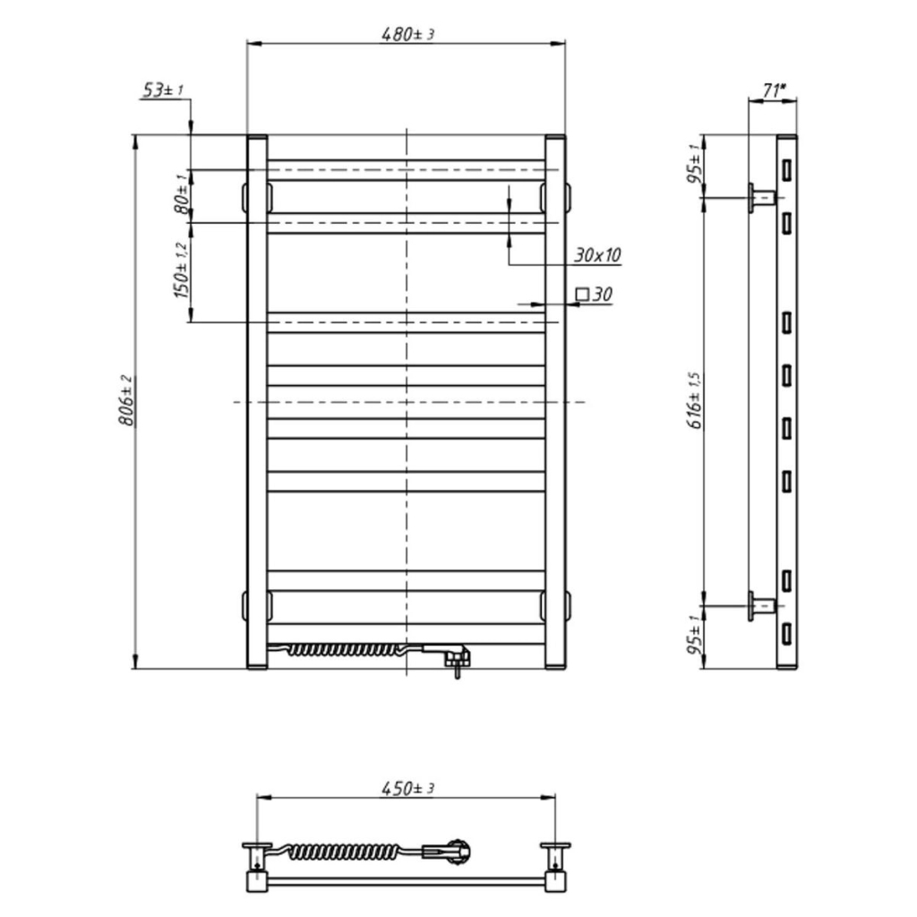 Сушарка для рушників Navin Авангард, 800х480х71мм (12-228150-4880) - зображення 7