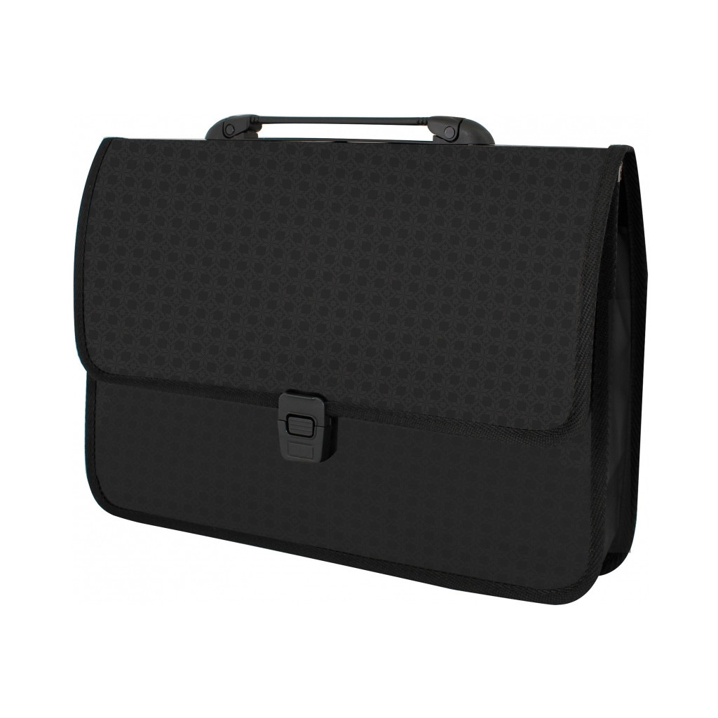 Папка - портфель Economix на застібці, фактура Вишиванка, чорний (E31641-01) - зображення 1