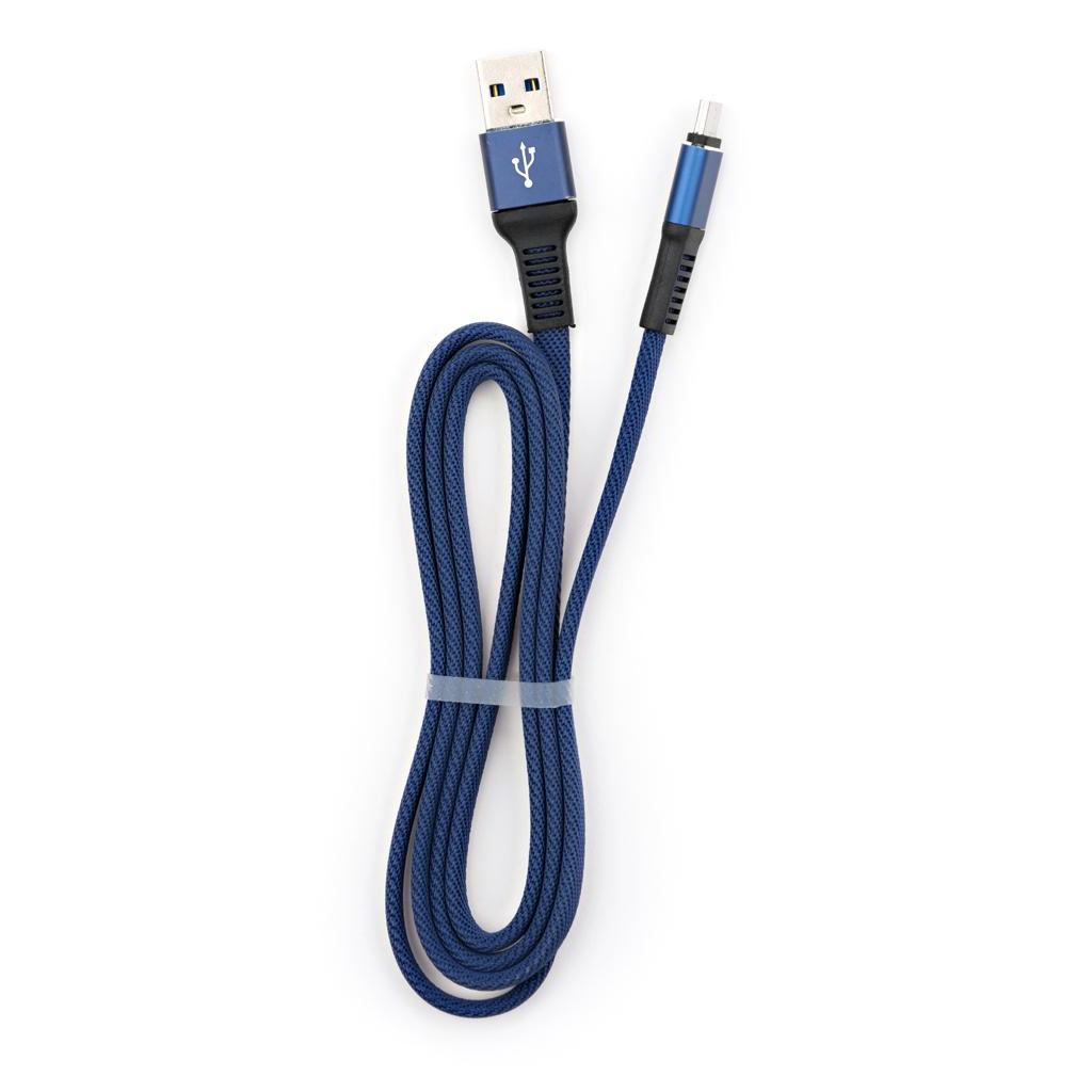 Дата кабель USB 2.0 AM to Micro 5P 1m flat nylon blue Vinga (VCPDCMFNB1B) - зображення 5