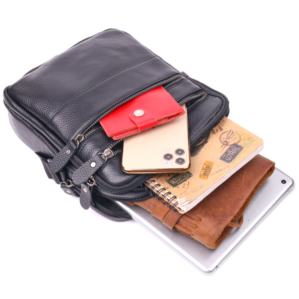 Сумка Vintage Чоловіча з натуральної зернистої шкіри Чорна (21398) - зображення 8