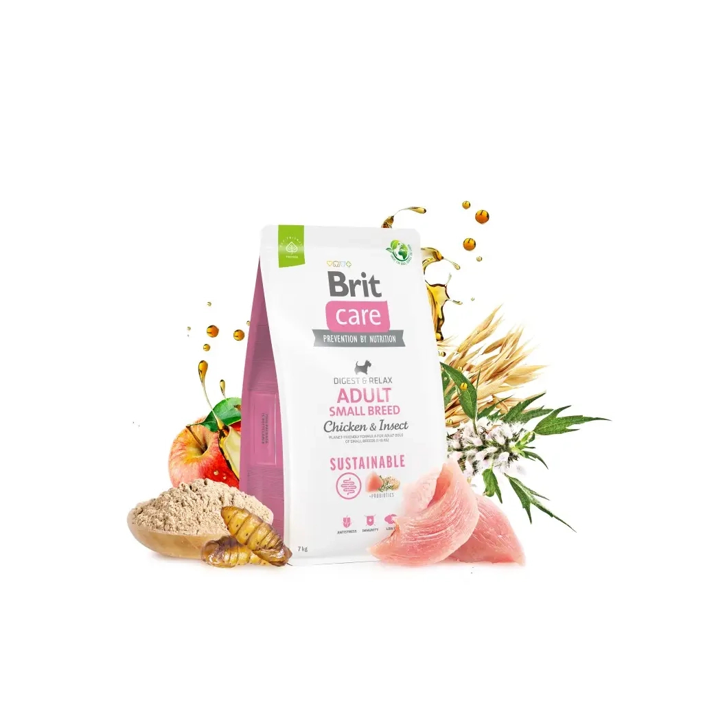 Сухий корм для собак Brit Care Dog Sustainable Adult Small Breed з куркою та комахами 7 кг (8595602558650) - зображення 2