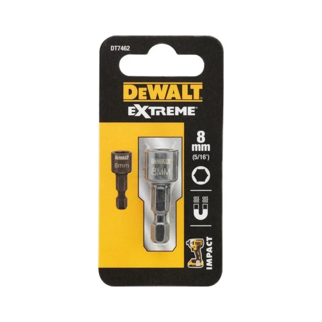 Головка магнітна DeWALT магнітна EXTREME Impact 1/4" х8 мм, шестигранна (DT7462) - зображення 1