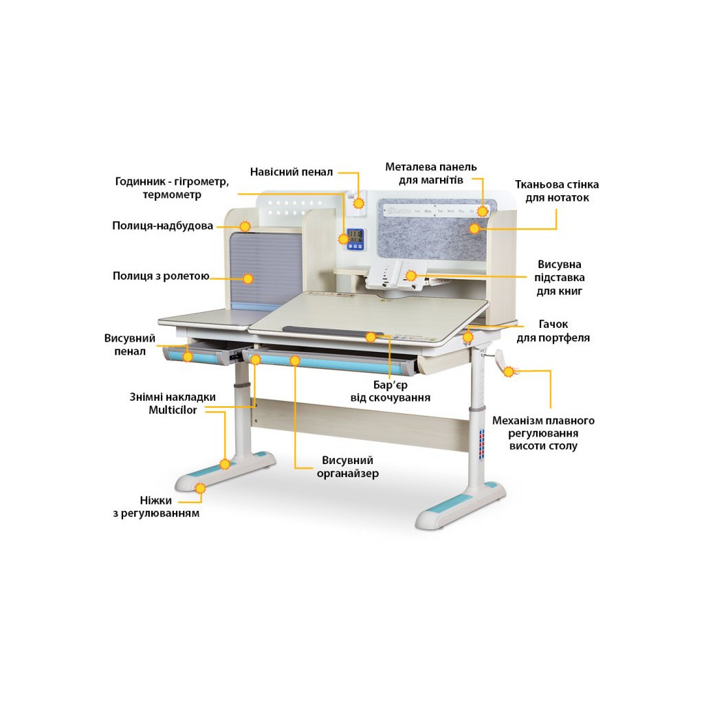Парта з кріслом Mealux Winnipeg MG/BL + Omega KBL (BD-630 MG/BL+Y-220 KBL) - зображення 12