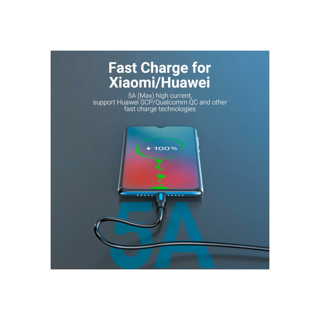 Дата кабель USB 2.0 AM to USB-C 0.5m 5.0A (25W) PVC black VENTION (CORBD) - picture 5