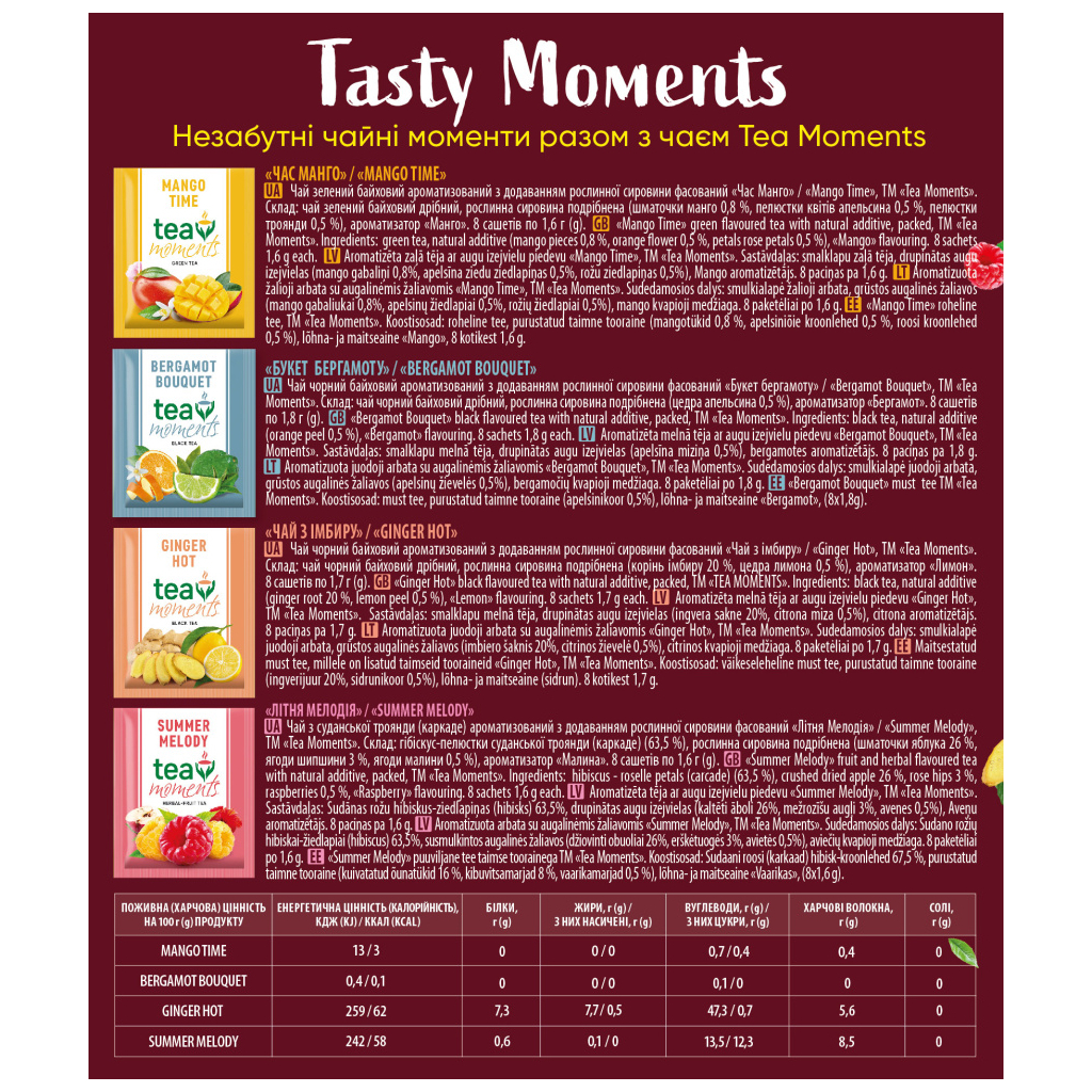 Чай Tea Moments Tasty Moments Набір 4 смаки (tm.03309) - зображення 3