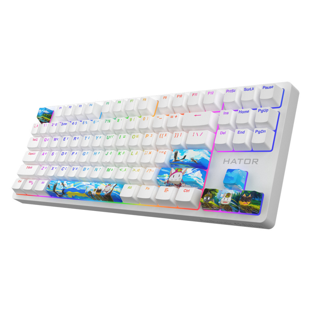 Клавіатура Hator Rockfall 2 Mecha TKL Authentic Edition Aurum Milky Way Silent USB Fighting Cats (HTK-532) - зображення 3