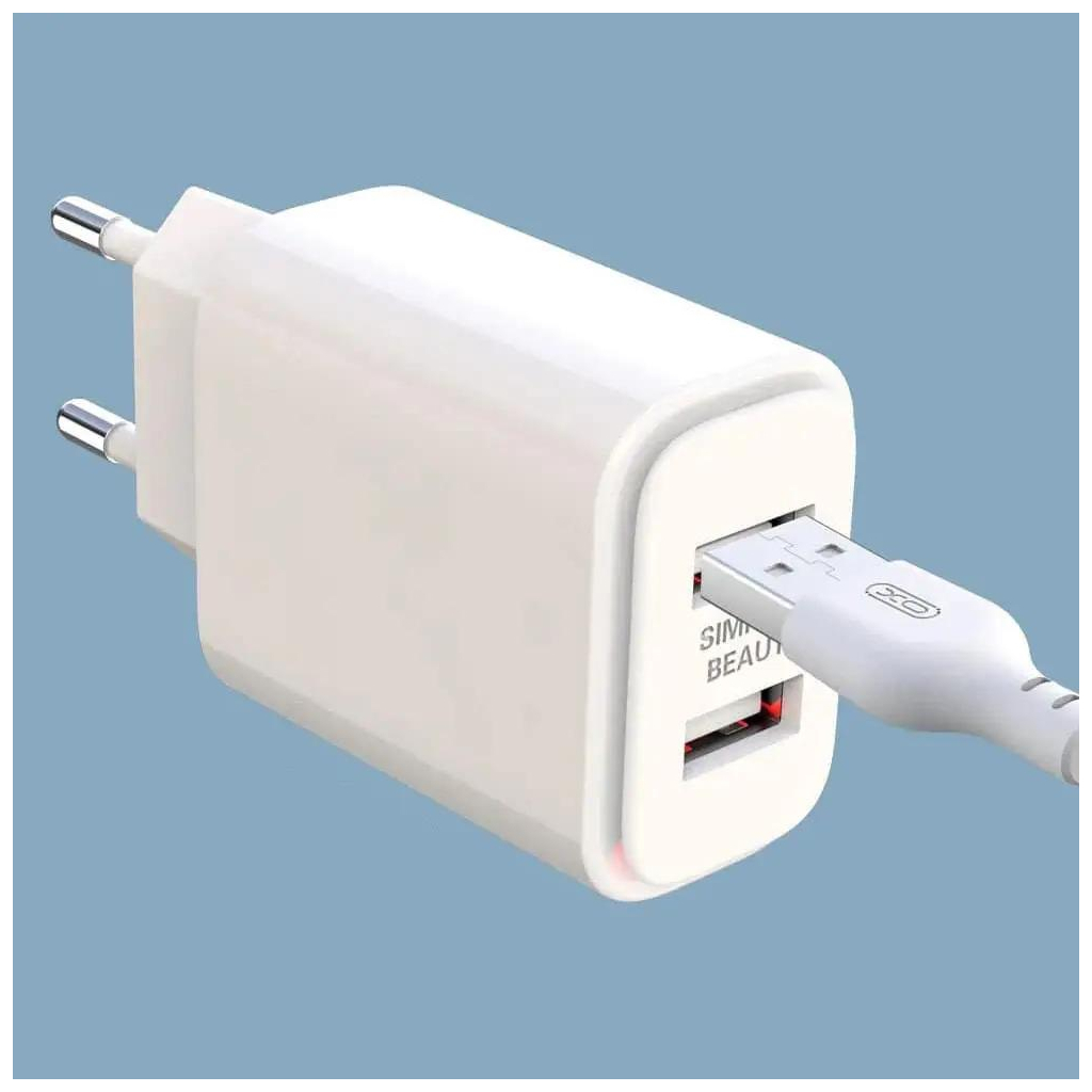 Зарядний пристрій XO L90C (2USB/2.4A) + USB - Lightning White (XO-L90C-L) - зображення 3