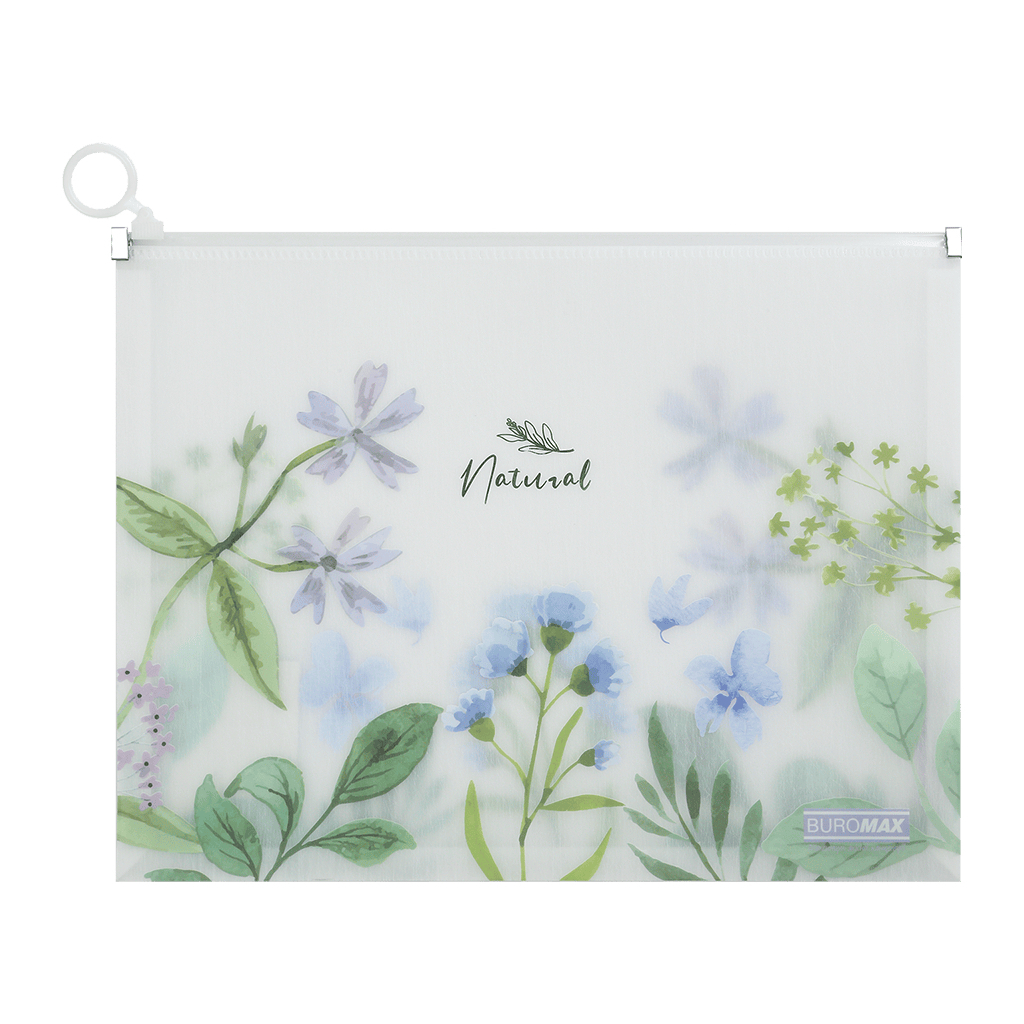 Папка - конверт Buromax на zip-блискавці А4 матовий напівпрозорий пластик, ARABESKI, блакитний (BM.3975-14) - зображення 1