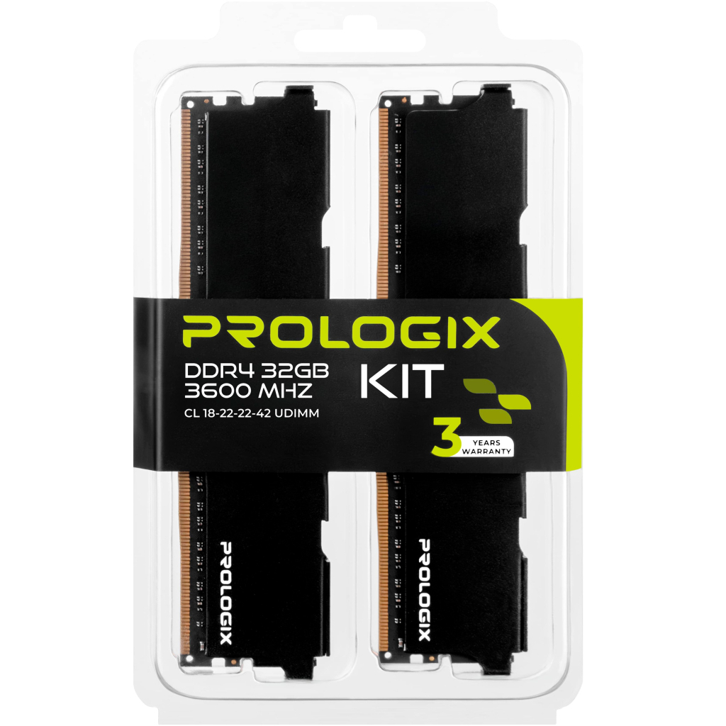 Модуль пам'яті для комп'ютера DDR4 32GB (2x16GB) 3600 MHz Black Prologix (PRO32GB3600B4K) - зображення 6