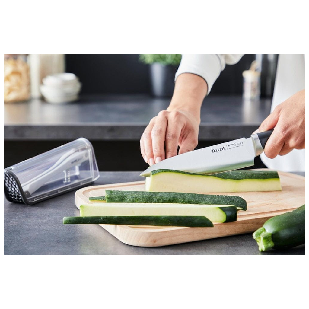 Кухонний ніж Tefal Eversharp, 16.5см, з чохол-точило нержавіюча сталь, чорний (K2569004) - изображение 11