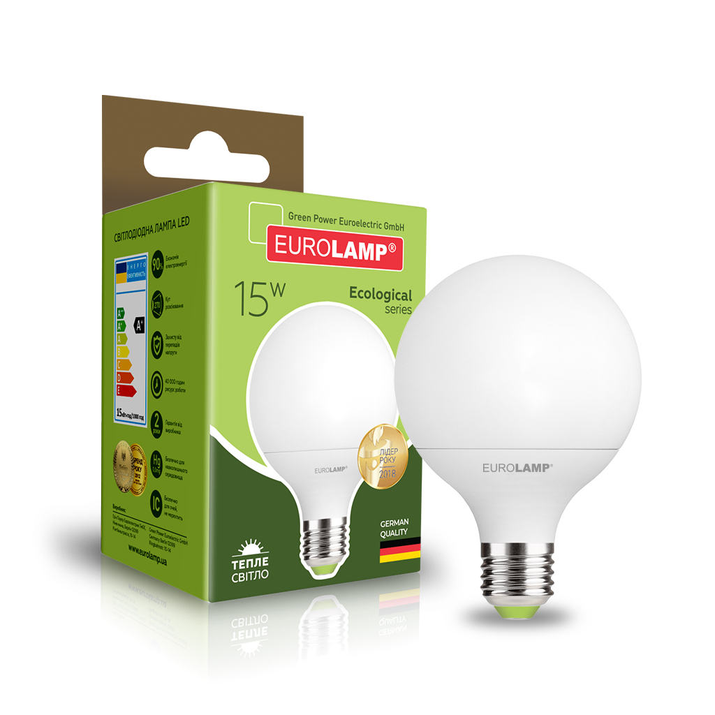 Лампочка Eurolamp LED G95 15W E27 3000K 220V (LED-G95-15272(P)) - зображення 1