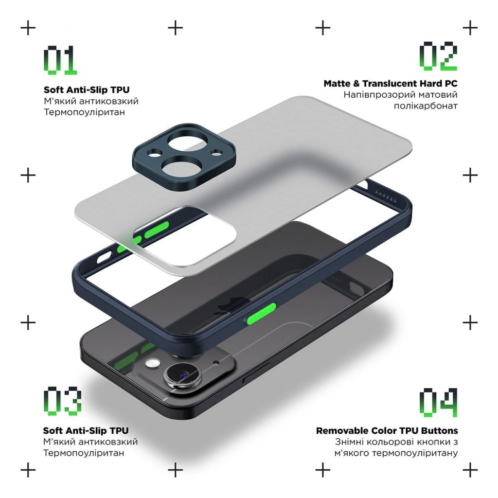 Чохол до мобільного телефона Armorstandart Frosted Matte Tecno Spark 10 Pro (KI7) Navy Blue (ARM70500) - зображення 2