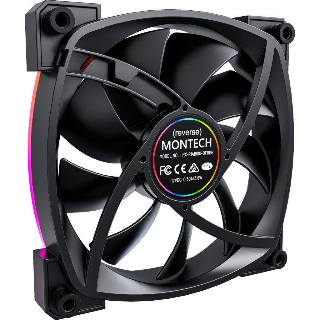 Кулер до корпусу MONTECH RX140 PWM BLACK - зображення 3