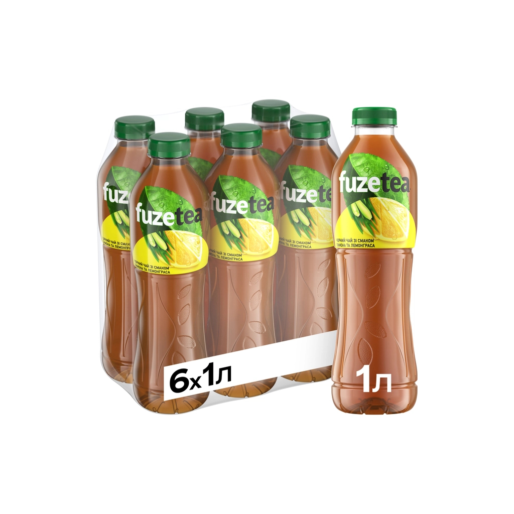 Напій Fuzetea Чай холодний чорний Зі смаком лимона та лемонграса 1 л (5449000236241) - зображення 2