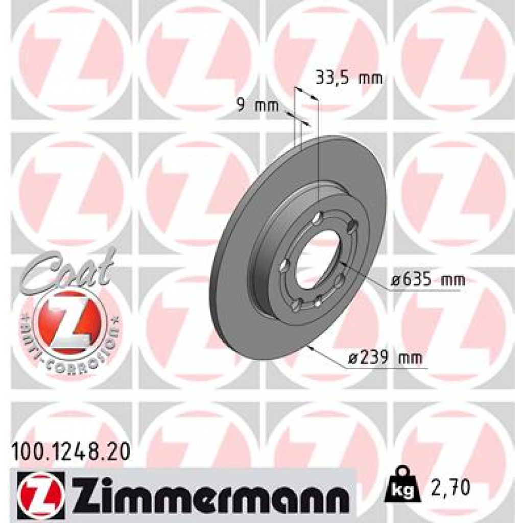 Гальмівний диск ZIMMERMANN 100.1248.20 - зображення 1