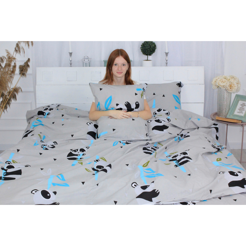 Постільна білизна MirSon Бязь Ranforce Elite 17-0504 Panda is gray Полуторна (2200004698977) - зображення 2