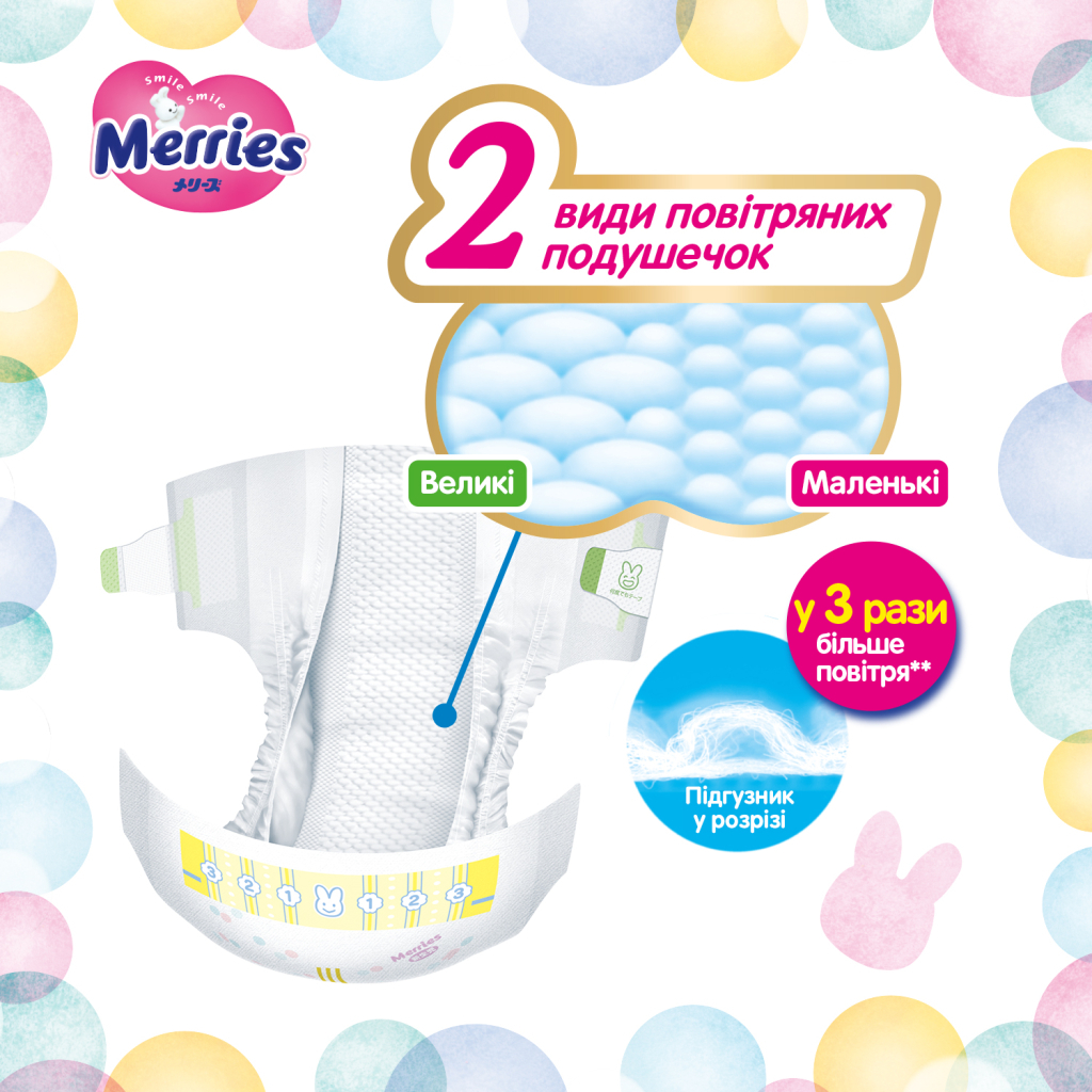 Підгузки Merries розмір M (6-11 кг) 56 шт (4901301418999) - зображення 7