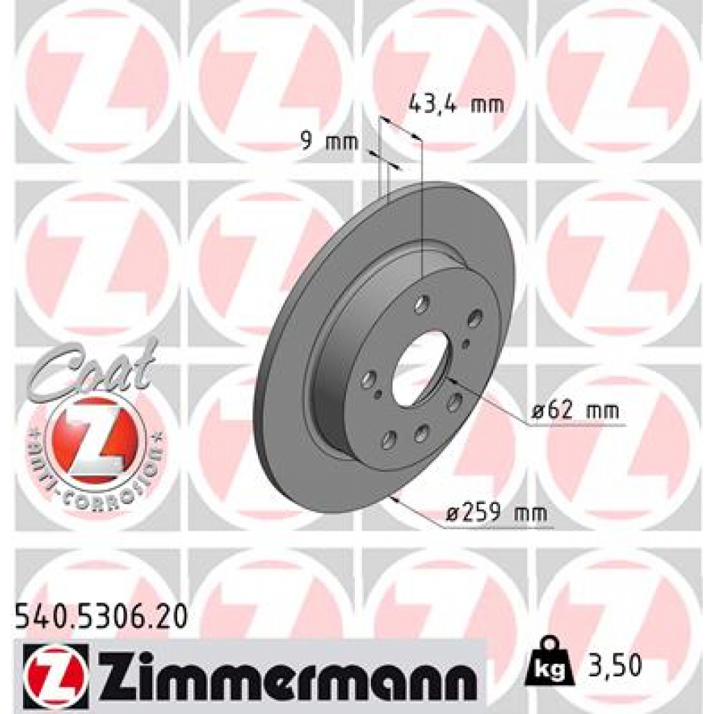 Гальмівний диск ZIMMERMANN 540.5306.20 - зображення 1