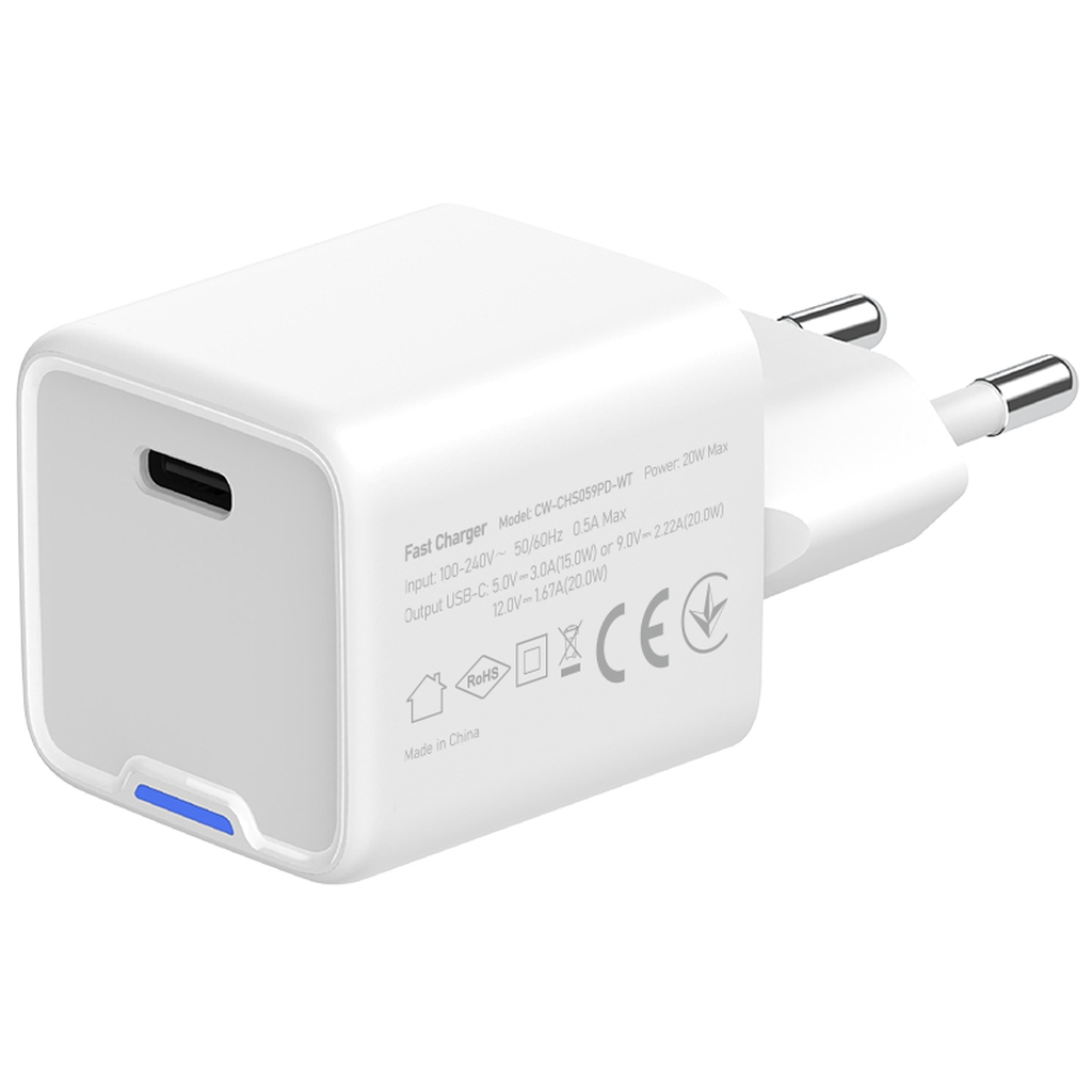 Зарядний пристрій ColorWay C101C GaN Mini 20W PD PPS USB-C white (CW-CHS059PD-WT) - изображение 5