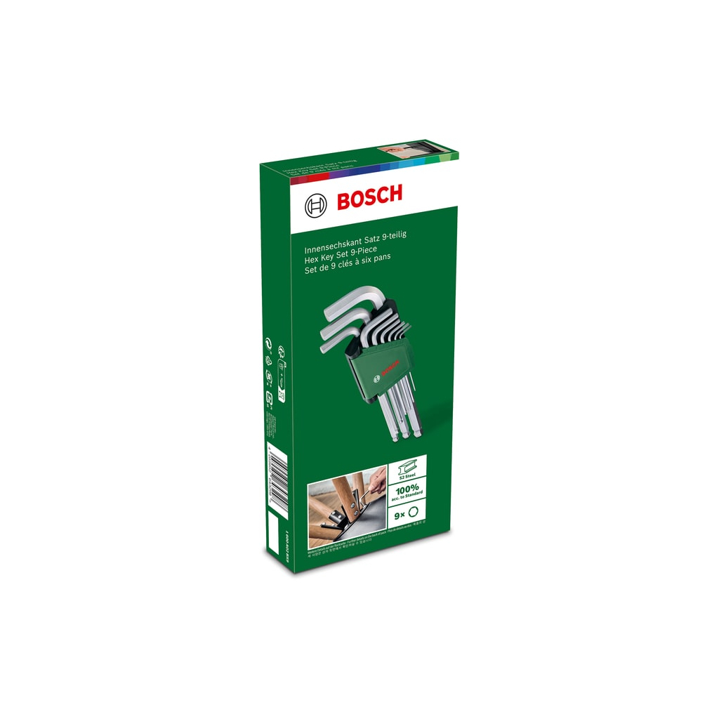 Ключ Bosch шестигранний, набір 9шт, кулястий наконечник (1.600.A02.BX9) - зображення 3