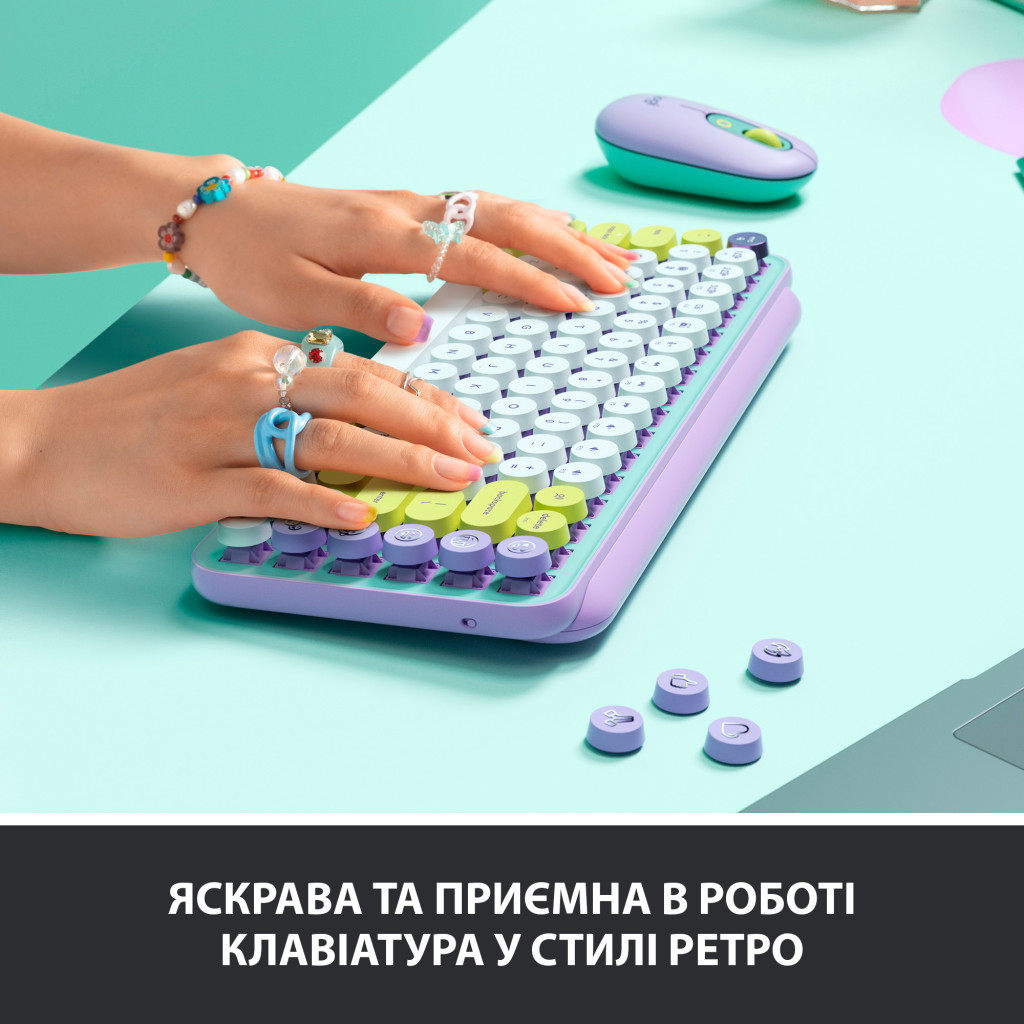 Клавіатура Logitech POP Keys Wireless Mechanical Keyboard Daydream Mint (920-010717) - зображення 4