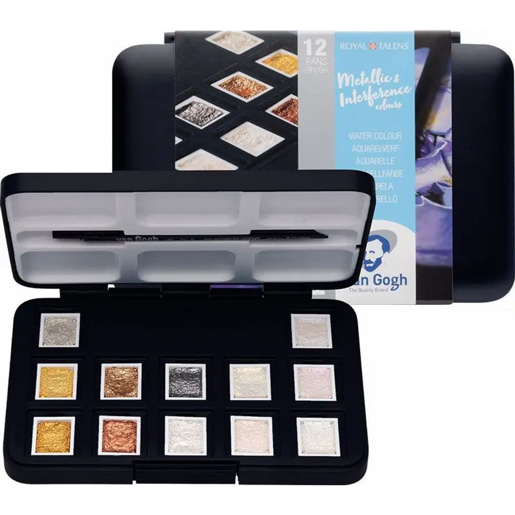 Акварельні фарби Royal Talens Van Gogh Pocket box Specialty 12 кольорів у кюветах, пензлик (8712079422790) - зображення 2