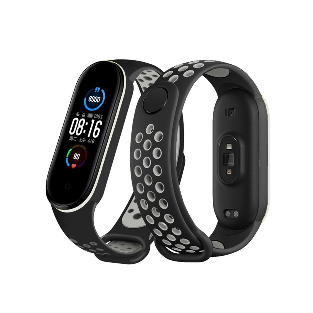 Ремінець до фітнес браслета BeCover Nike Style для Xiaomi Mi Smart Band 5 Black-Gray (705151) - зображення 1