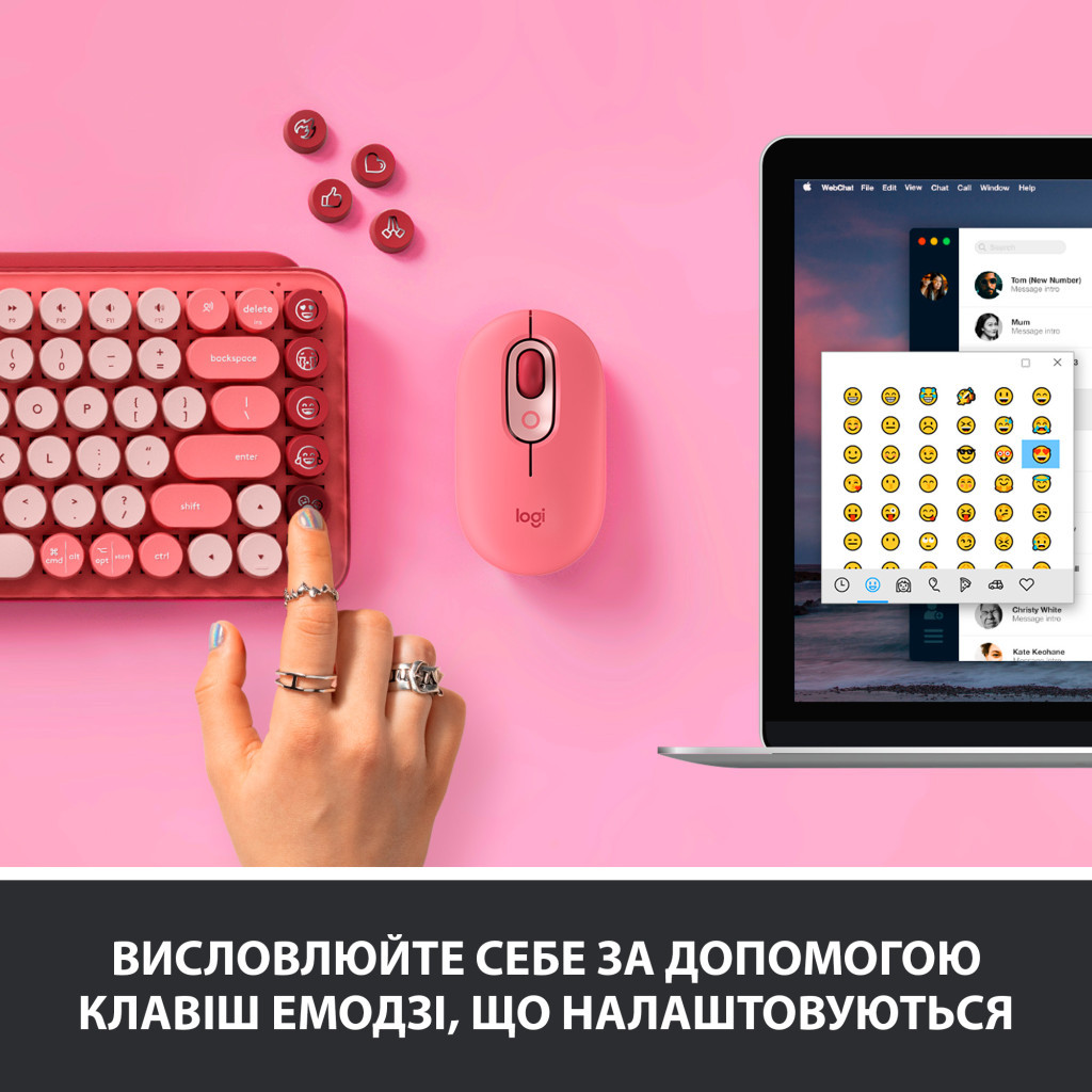 Клавіатура Logitech POP Keys Wireless Mechanical Keyboard Rose (920-010718) - зображення 3