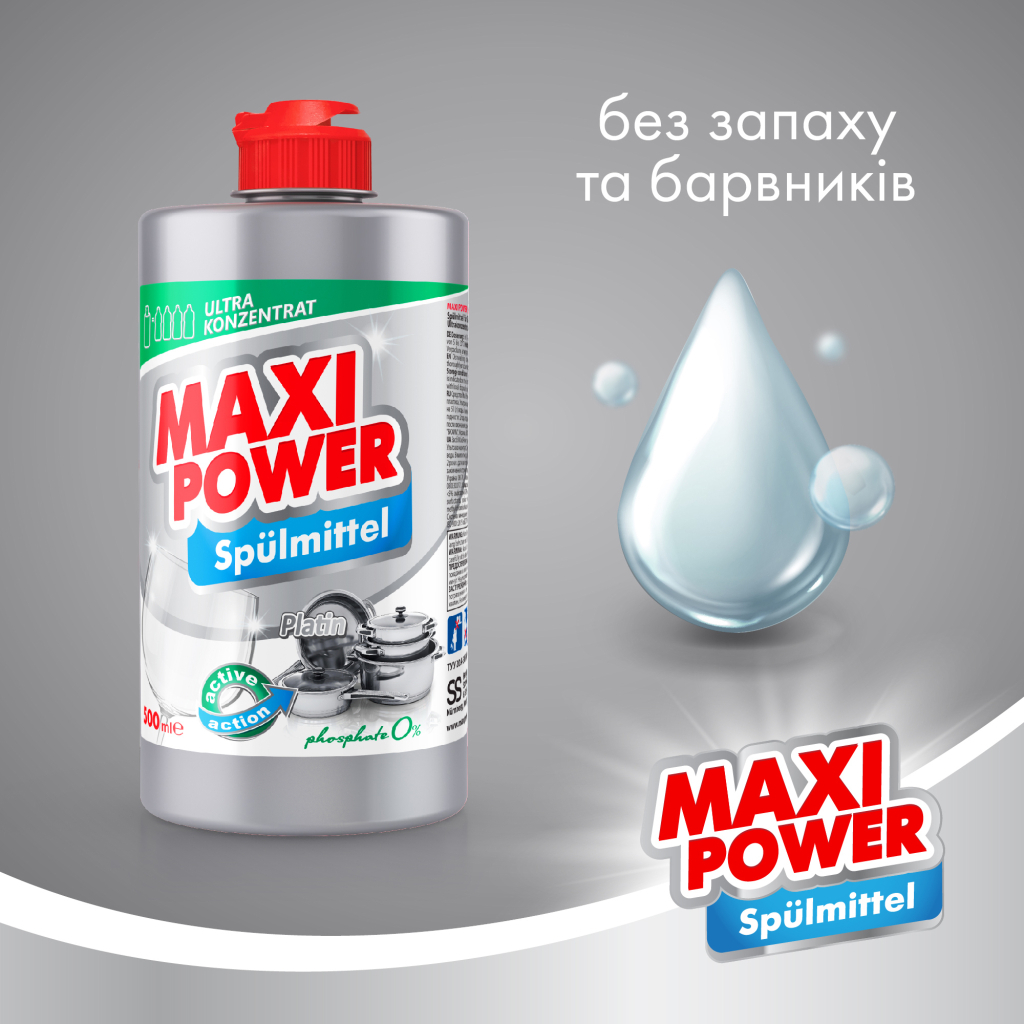 Засіб для ручного миття посуду Maxi Power Платинум 500 мл (4823098411949) - зображення 2