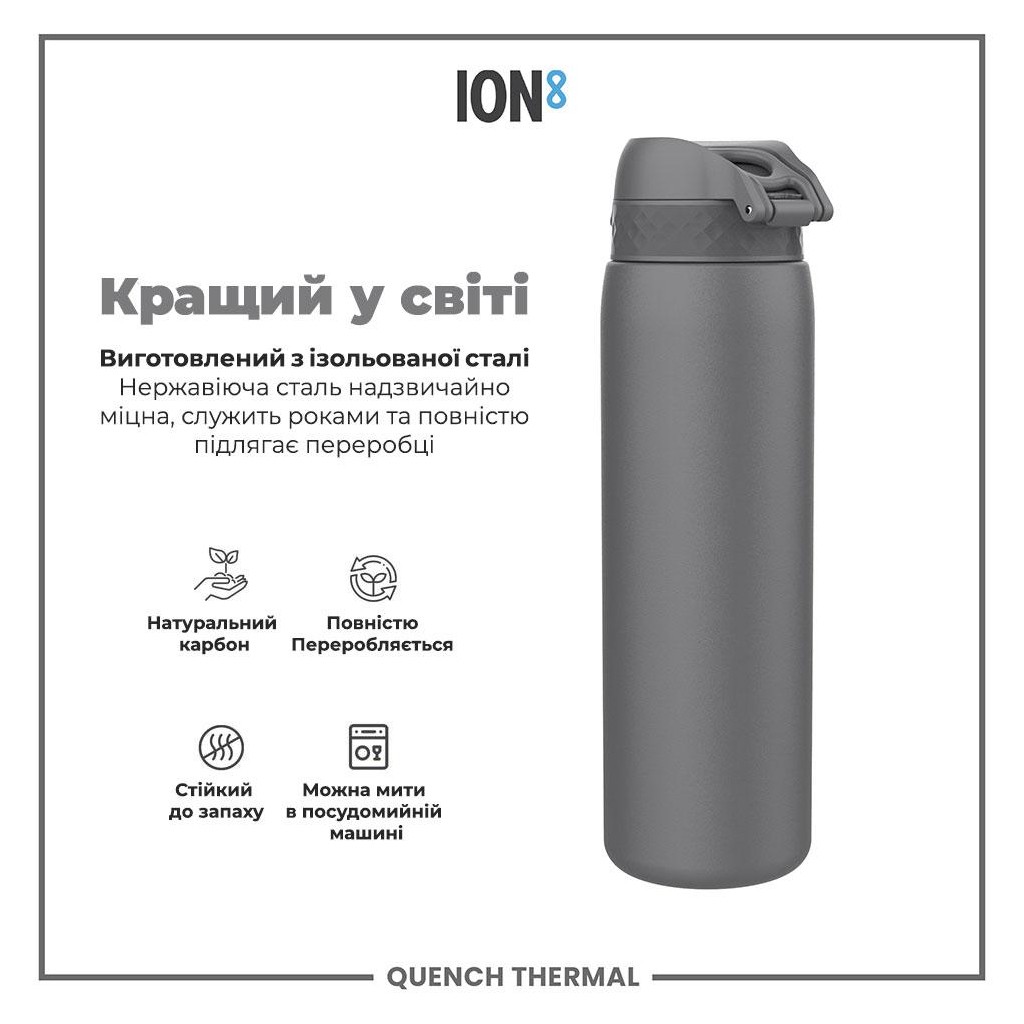 Пляшка для води ION8 OneTouch Vacuum Insulated 920 мл Grey (I8TS1000GRY) - зображення 6