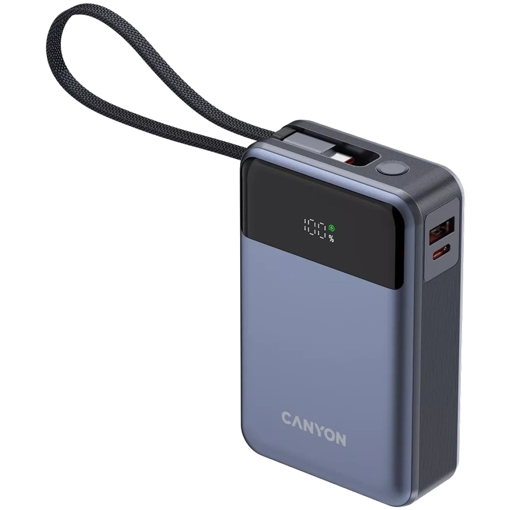 Батарея універсальна Canyon 20000mAh OnPower 600 PD/65W built-in cable Dark Grey (CNS-CPB600DG) - зображення 3