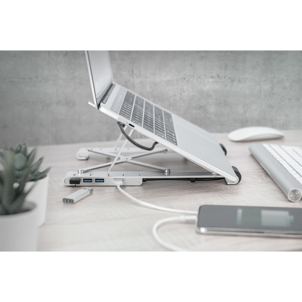 Підставка до ноутбука Digitus Variable Notebook Stand, до 17", USB-C Dock 5-Port (DA-90424) - зображення 10