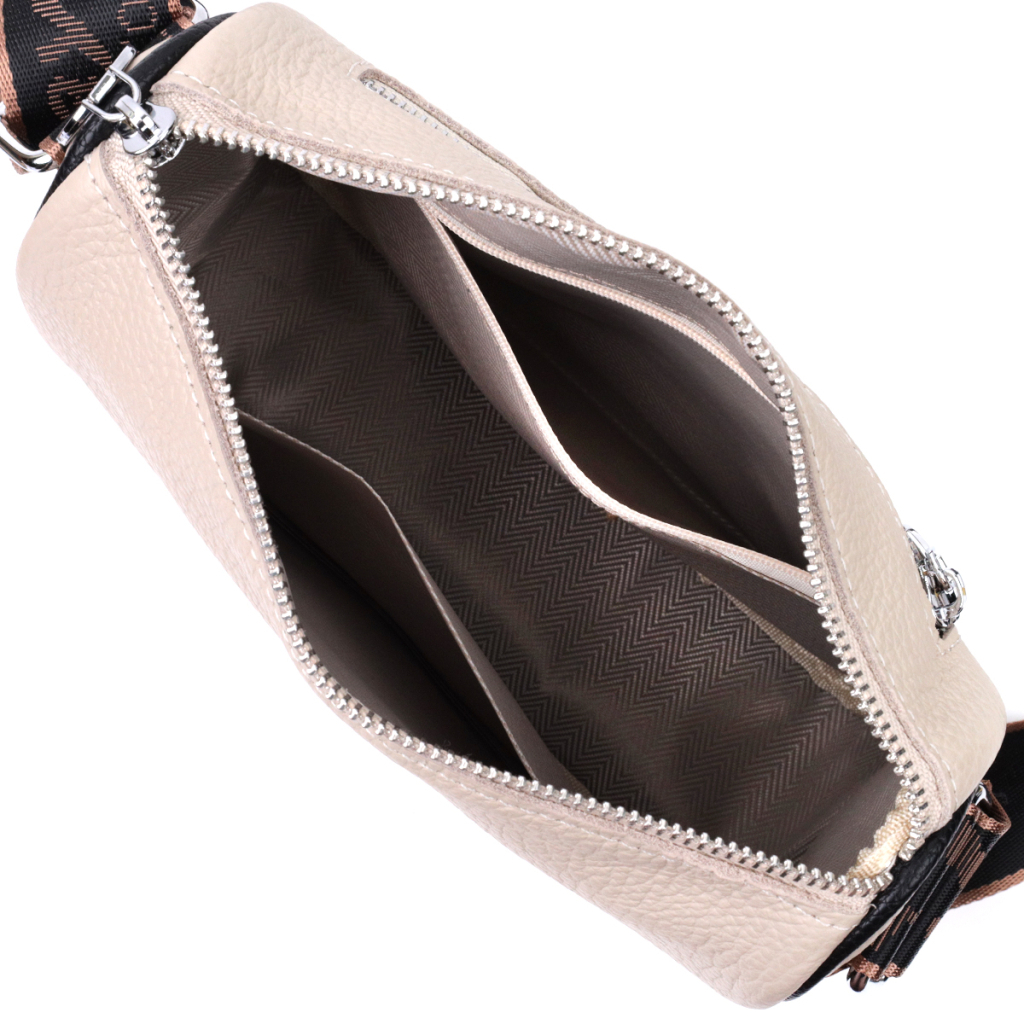 Сумка Vintage Жіноча з вишивкою на лицьовій стороні з натуральної шкіри Бежева (22625) - зображення 9