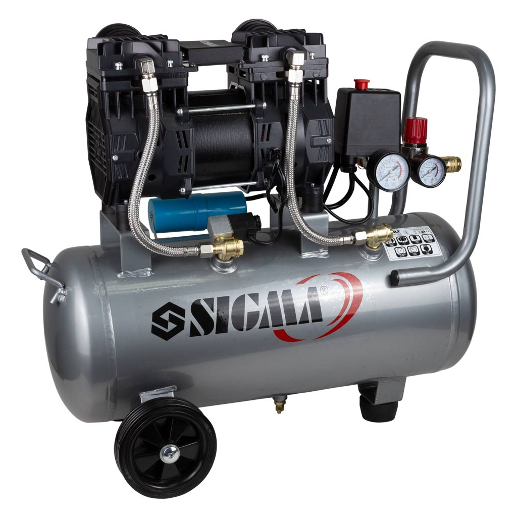 Компресор Sigma двоциліндровий безмасляний 1.5кВт 209л/хв 8бар 30л (7042541) - зображення 2